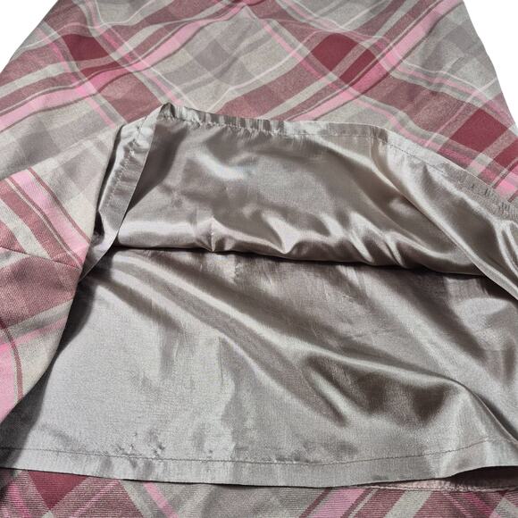 Pendleton Pink Tan Burgundy Vintage USA Wool Lined Max Skirt 12 - Picture 3 of 4